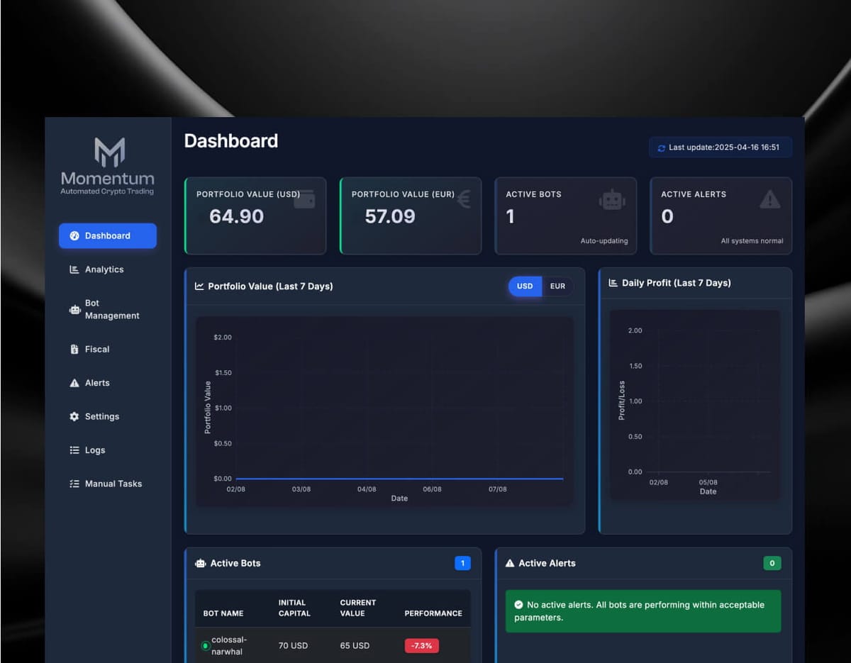 Momentum Cryptocurrency Portfolio Tracker